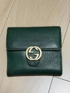 GUCCI グッチ インターロッキング GG 折り財布 レザー グリーン - メルカリ