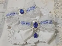ホワイト ブルー リボン ヘアクリップ【2点セット】