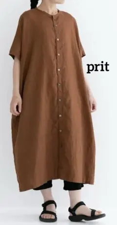 pritプリット　フレンチリネンキャンバス　スリーブレスビッグシャツワンピースのサムネイル