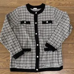 GLACIER チェック柄ニットカーディガン M