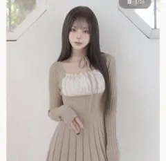 Darich ネックリボンデザインフレアニットミニワンピース - メルカリ