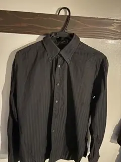 VERSACE 黒 ストライプ 長袖ドレスシャツ