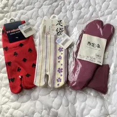 トランプ柄赤足袋・桜柄ソックス、撫松庵 足袋セット