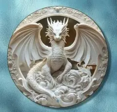 【現品限り】出世！飛躍！かっこよすぎ白龍　ウォールアートデザインプレート　縁起物