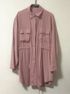 ZARA ピンク ロング シャツ
