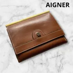 AIGNER アイグナー 三つ折り財布　コイン入れ レザー　キャメル色のサムネイル