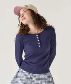 tina:jojun ヘンリーネックロンT ネイビー