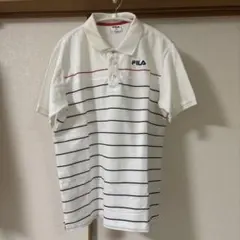 FILA メンズ ゴルフシャツ ホワイト ボーダー Lサイズのサムネイル