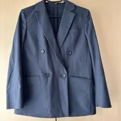 美品　PLST プラステ　リネンブレンド　ダブル　ジャケット　ネイビー　S