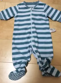 ストライプ ボーダー　足付き　ロンパース　60cm　60 ユニクロ　フリース
