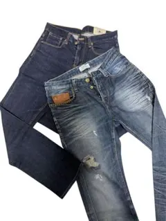 ZARA デニム　2本　インディゴ　ダメージ