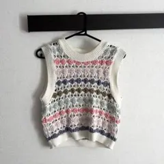 ZARA 多色レース編みノースリーブニットベスト