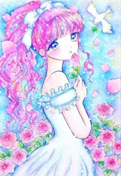手描きイラスト オリジナルイラスト アナログイラスト 透明水彩 ハガキサイズ