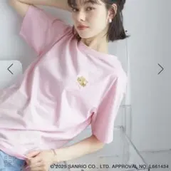 【美品】日焼けキティ　刺繍 半袖Tシャツ ピンクのサムネイル