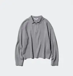 スムースコットンリラックスポロセーター　L グレー