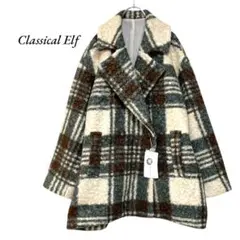 新品未使用　Classical Elf　チェック柄ダブルジャケットボアコート