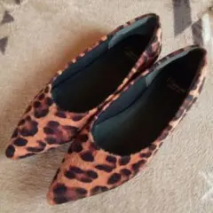 【美品】走れるパンプス ヒョウ柄 フラットシューズ