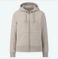ユニクロ　スウェットフルジップパーカ　長袖　ベージュ　Sサイズ
