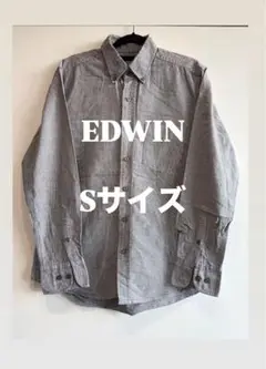 EDWIN 長袖シャツ Sサイズ グレー チェック柄