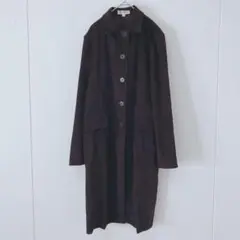 MICHEL KLEIN ロングコート ボタン付　カジュアル　ダークブラウン　Lのサムネイル