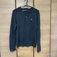 バーバリーブラックレーベル ダークグレー ヘンリーネックセーター