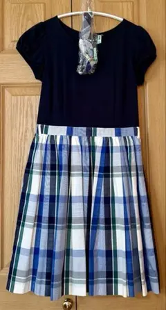 美品ブルーレーベルクレストブリッジネイビーチェックワンピース36
