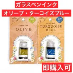 ターコイズブルー　オリーブ　新品　セリア　2点　⑬-1　ガラスペン　染料インクのサムネイル