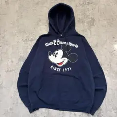 00s Disney ディズニー L パーカー＊ミッキー＊アーチロゴ＊裏起毛