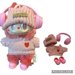 ラブブ服 着せ替え 洋服 ピンク 推し活 ニット帽 セーター 靴 ぬい活 可愛い