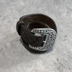 [レア]ARIAT ウエスタンベルト　コンチョベルト　アメカジ　本革34ブラウン