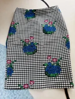タイトスカート 花柄 チェック柄