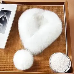 ホワイトファー マフラー ポンポン付き 新品未使用 即日発送！！