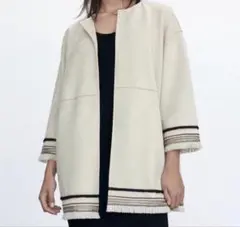 未使用品 ZARA コントラストフェイクスエードジャケット サンドカラー