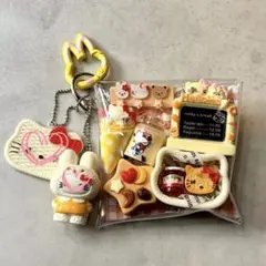 ガチャ詰めポーチ カフェ クレープ チョコレート イエロー クリーム 白猫ちゃん