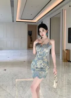 【M】キャバドレス 高級レース刺繍 タイトワンピースMサイズ　パーティ　韓国風