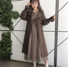 【新品未使用】ロングトレンチコート　ブラウン　Sサイズのサムネイル
