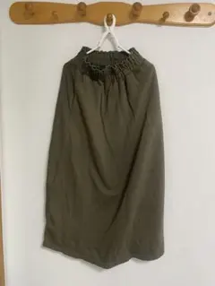 オリーブグリーン ゴム入りロングスカートのサムネイル