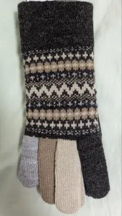 ICHINA フェアアイル柄 ニット手袋