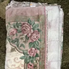 毛布　ダブル　花柄　ピンク