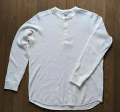 ホワイト ユニクロ　ヘンリーネック 長袖カットソー