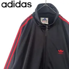 adidas アディダス　トラックジャケット　万国旗タグ　ジャージ　メンズ　黒