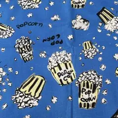 [c-171]ポップコーン柄　青　シーチング　110×50