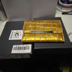 COCCO BORE クロコダイル型押しカードケース イエロー