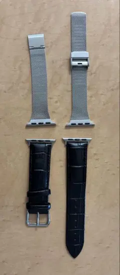 Apple Watch バンド セット レザー　シルバーメッシュ