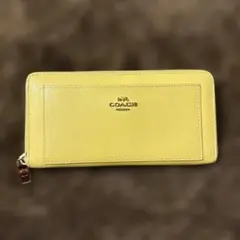 COACH コーチ 長財布 ラウンドファスナー レザー イエロー