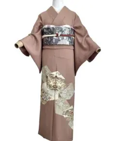 ★刺繍一つ紋　ブラウン　色留袖　着物　フルセット可