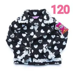 アースマジック アウター ハートロゴ総柄　ジャケット　120　新品　黒　ブルゾン