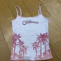 Hollister ヤシの木柄 キャミソール ホワイト×ピンクのサムネイル