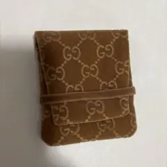 Gucci 小物入れ ベージュ GGパターン　リングケース　スエード