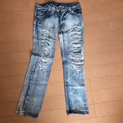 ダメージ加工 デニムパンツ レディース
